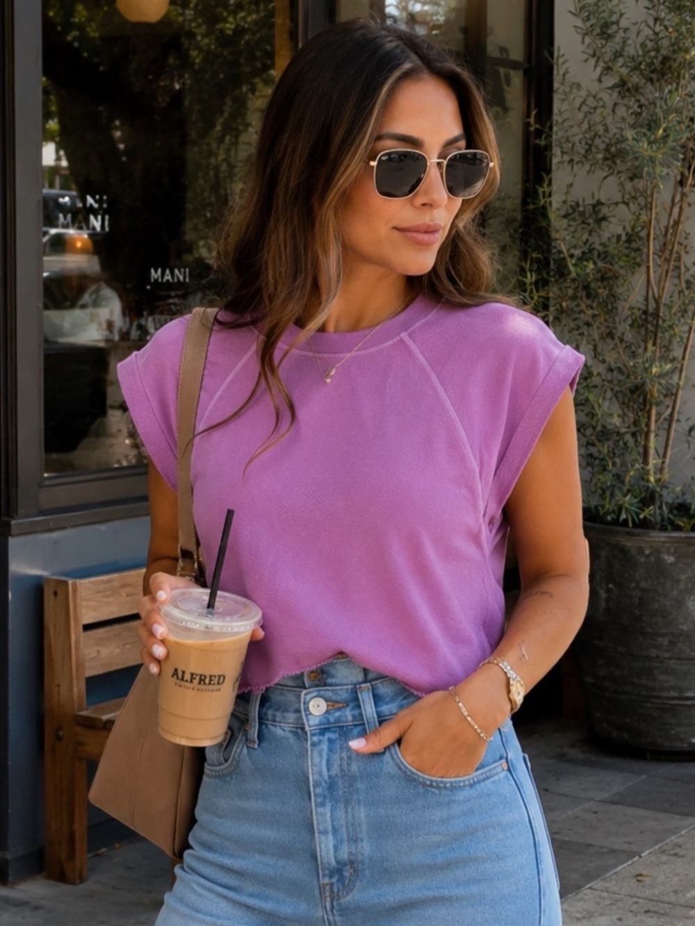 Self Contrast Anthropologie NWT Wesley boho short sleeve sweatshirt cropped S
